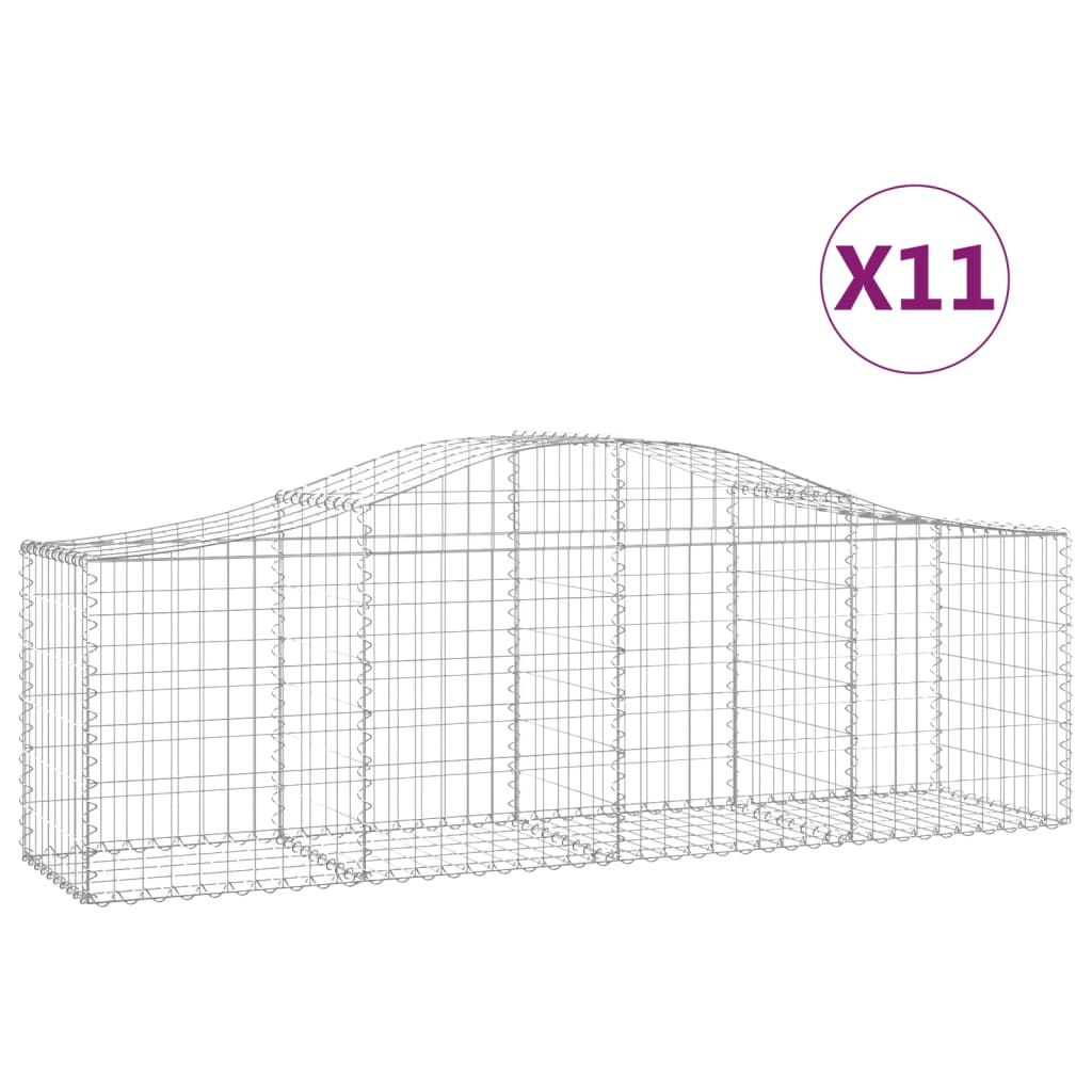 VidaXL Gabionen 11 Stück gebogen 200x50x60 80 cm verzinktes Eisen