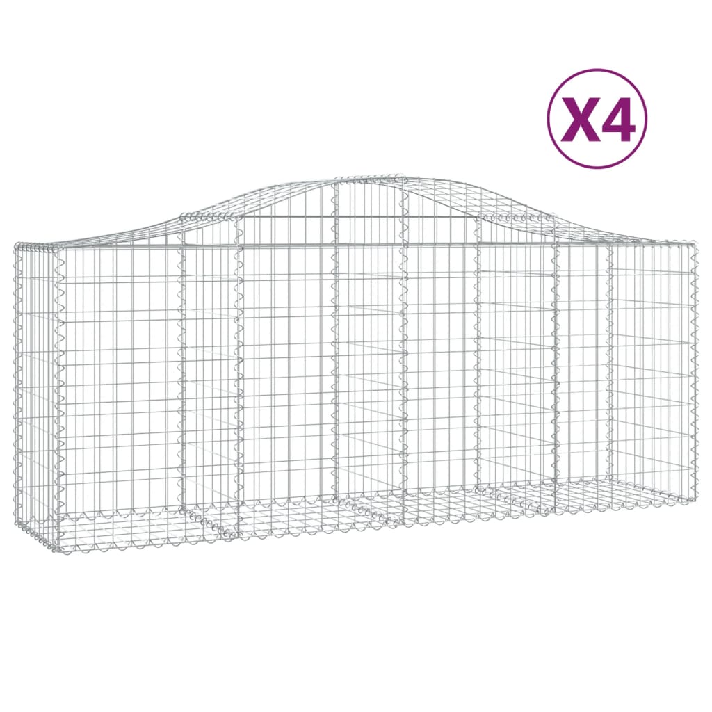 VidaXL Gabionen 4 Stück gebogen 200x50x80 100 cm verzinktes Eisen