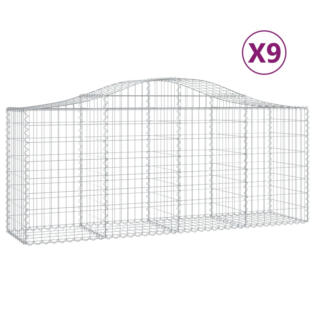VidaXL Gabionen 9 Stück gebogen 200x50x80 100 cm verzinktes Eisen