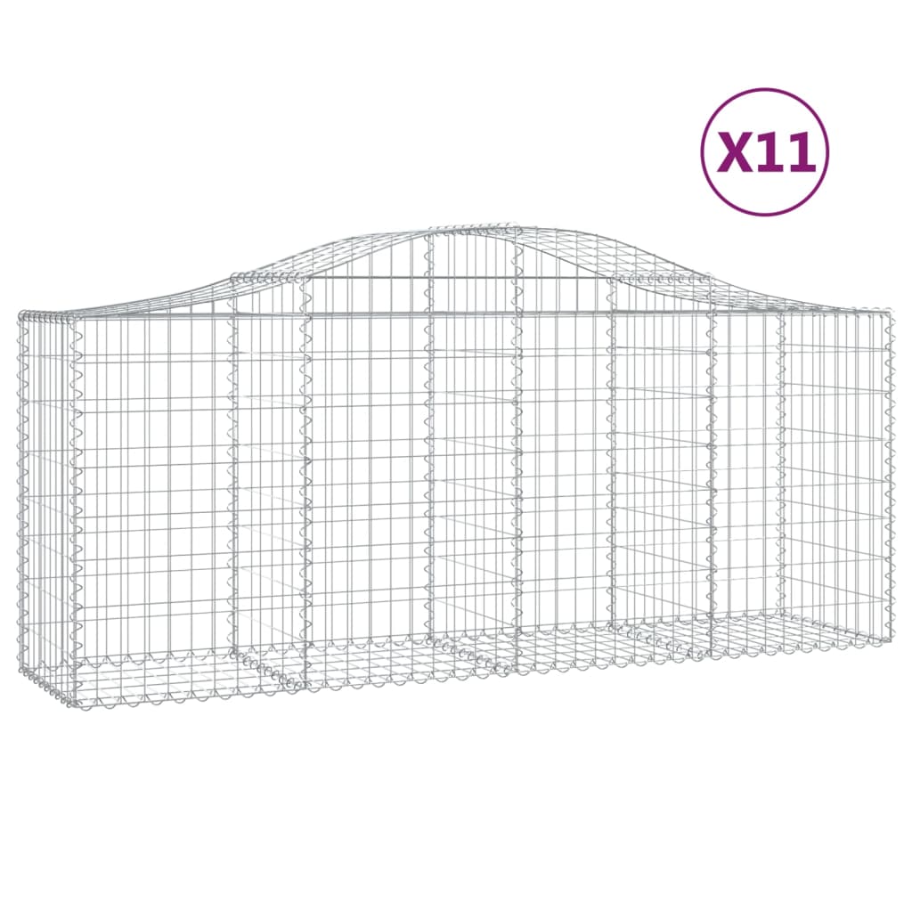 VidaXL Gabionen 11 Stk. gebogen 200x50x80 100 cm Eisen