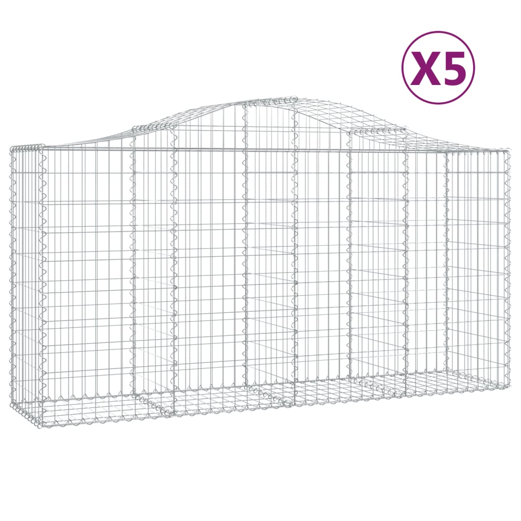 VidaXL Gabionen 5 Stück gebogen 200x50x100 120 cm Eisen