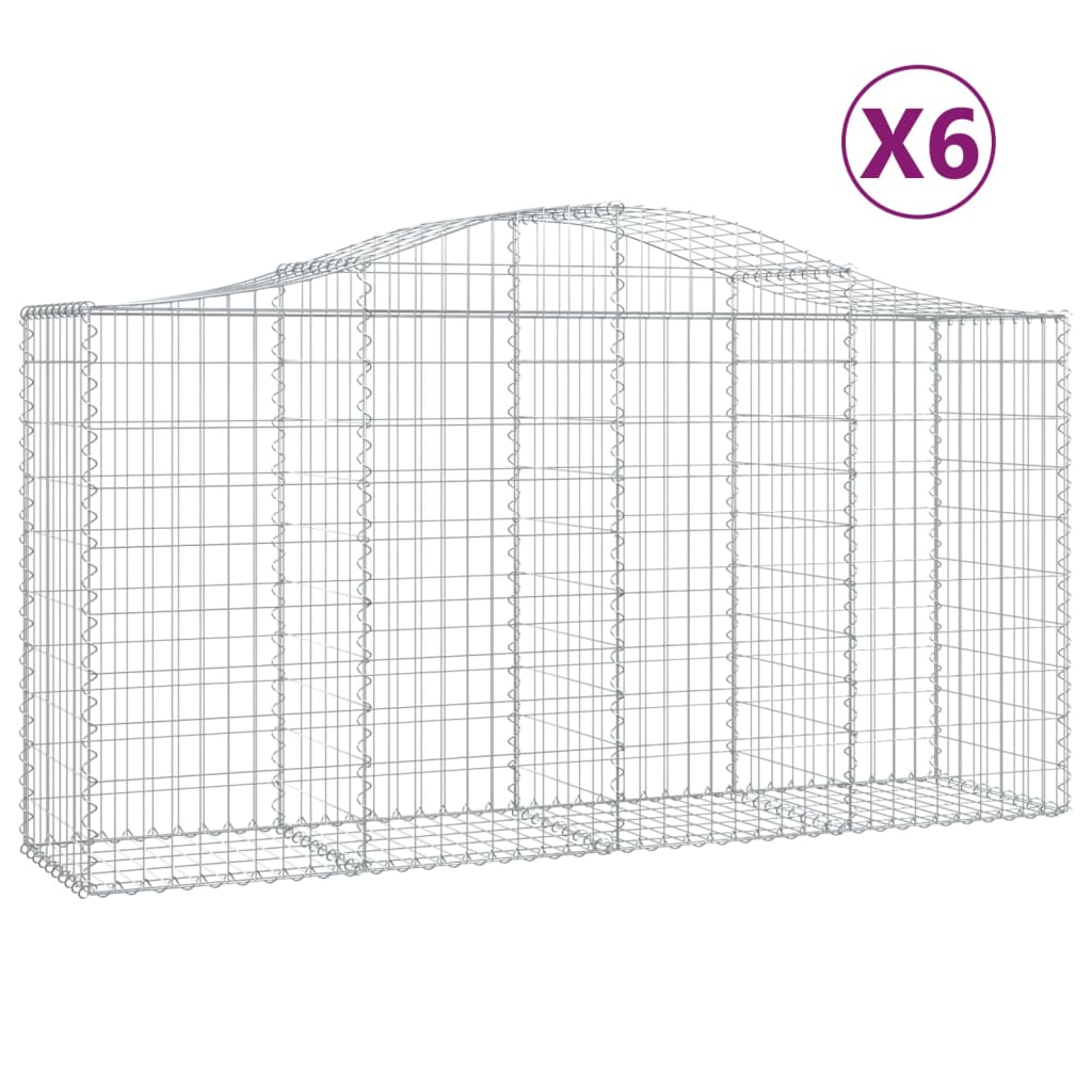 VidaXL Gabionen 6 Stück gebogen 200x50x100 120 cm Eisen