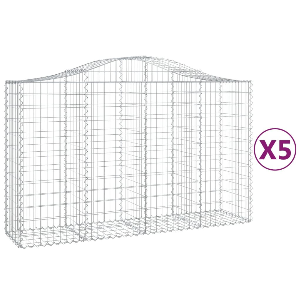 VidaXL Gabionen 5 Stück gebogen 200x50x120 140 cm Eisen