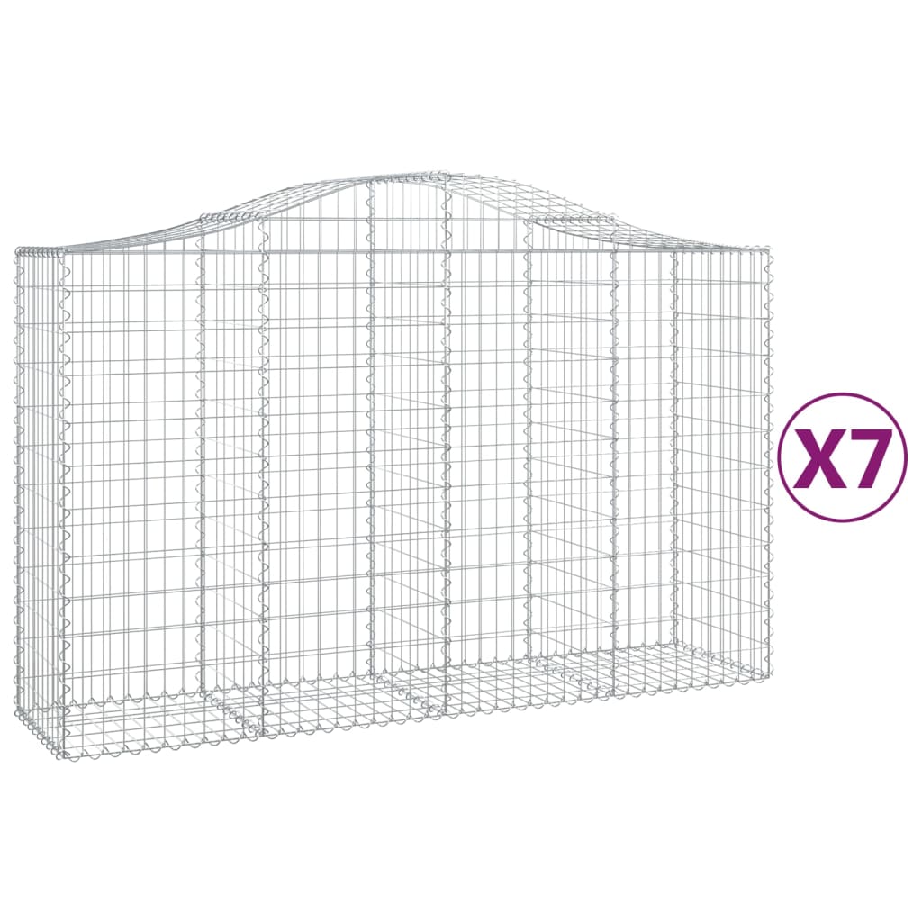 VidaXL Gabionen 7 Stk. gebogen 200x50x120 140 cm Eisen