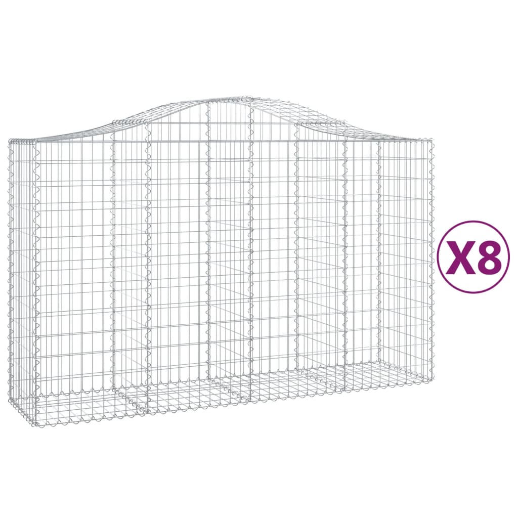 VidaXL Gabionen 8 Stück gebogen 200x50x120 140 cm Eisen