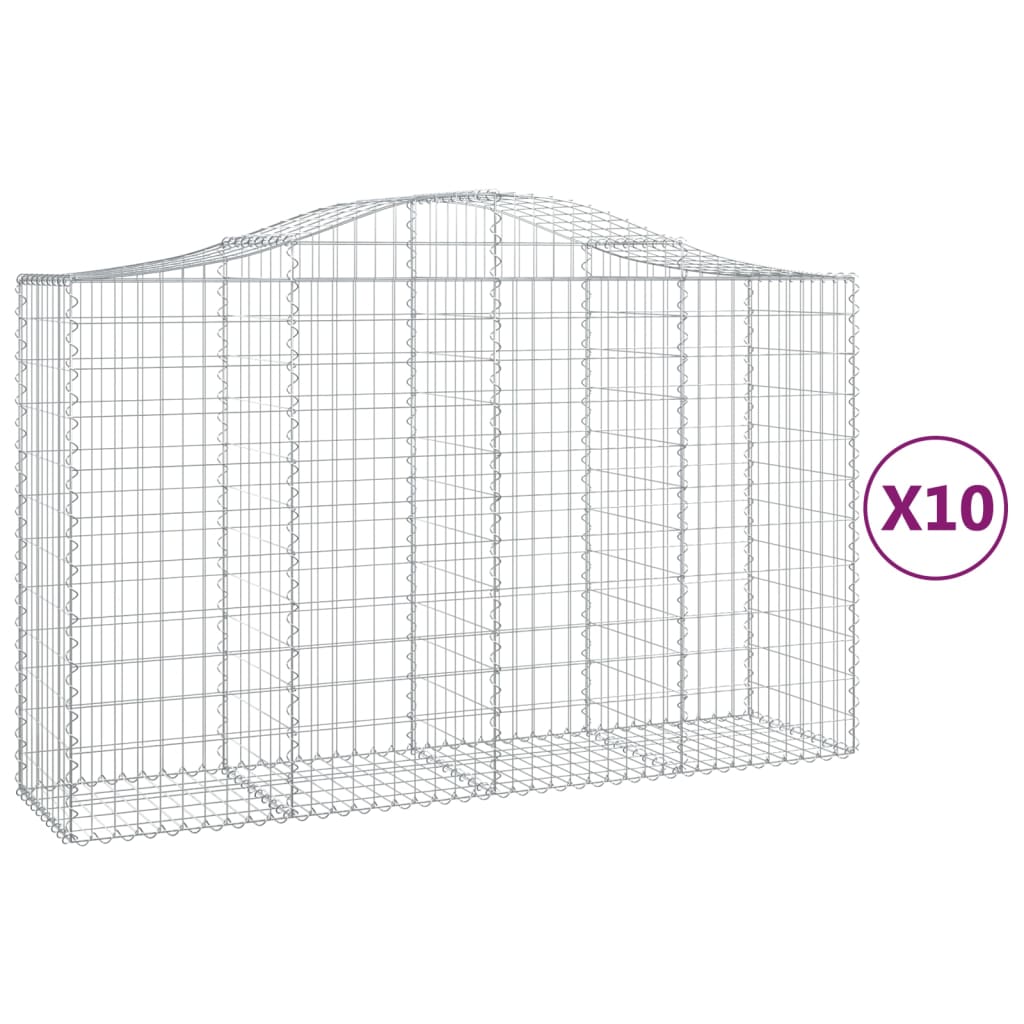 VidaXL Gabionen 10 Stück gebogen 200x50x120 140 cm Eisen