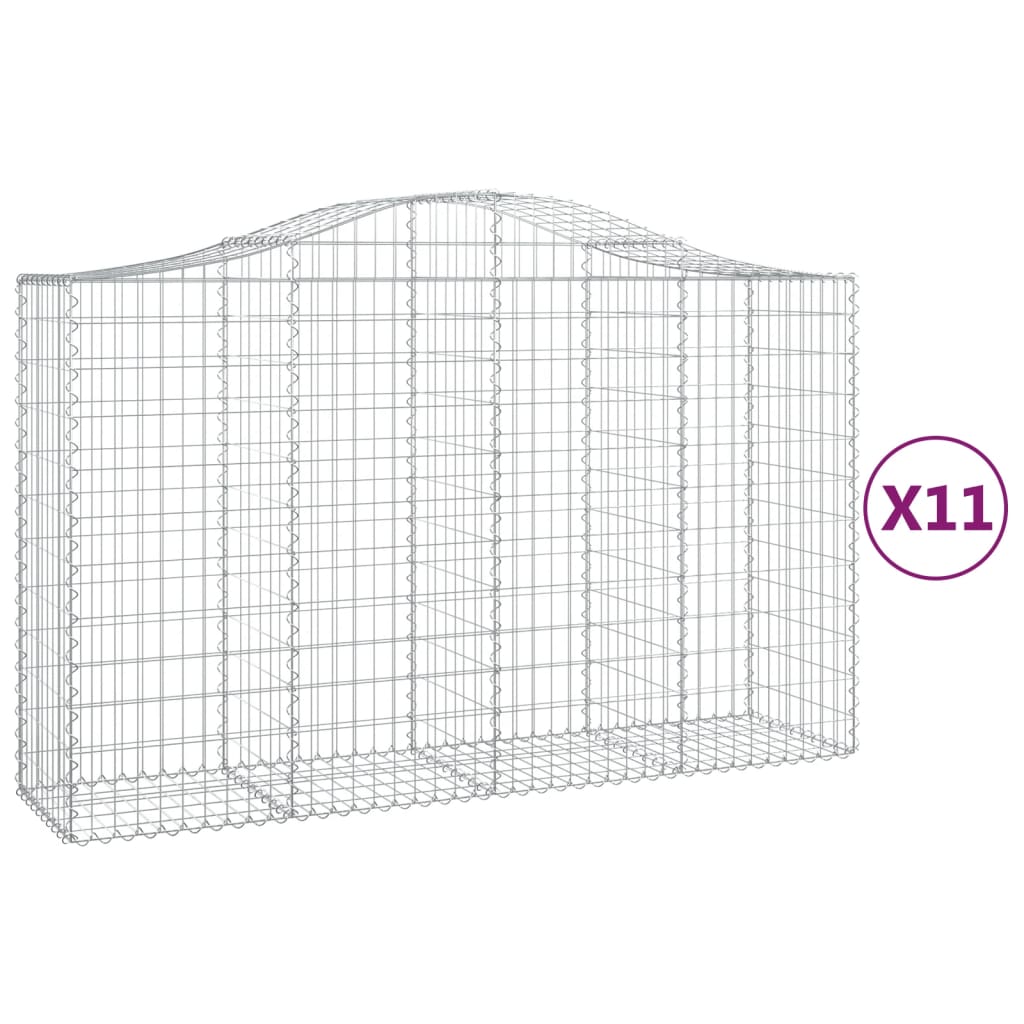 VidaXL Gabionen 11 Stück gebogen 200x50x120 140 cm Eisen
