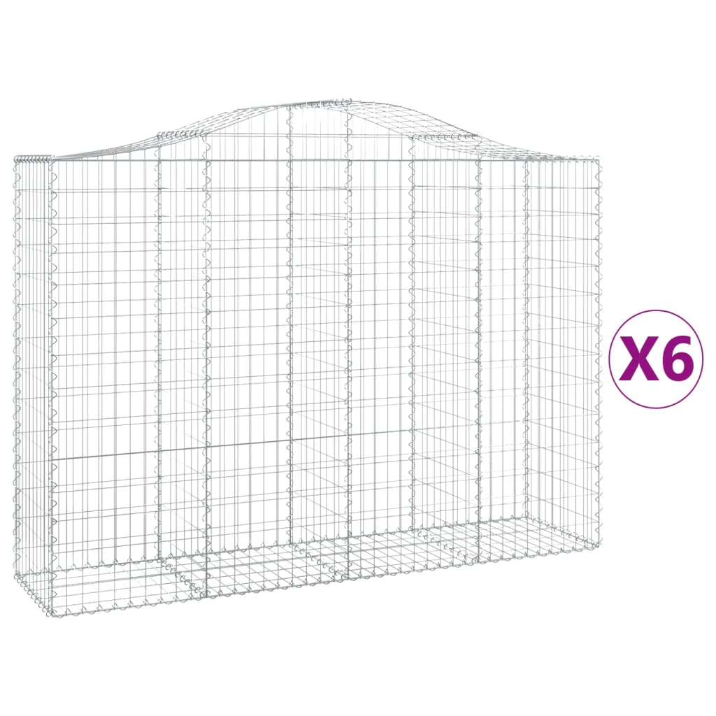 VidaXL Gabionen 6 Stück gebogen 200x50x140 160 cm Eisen