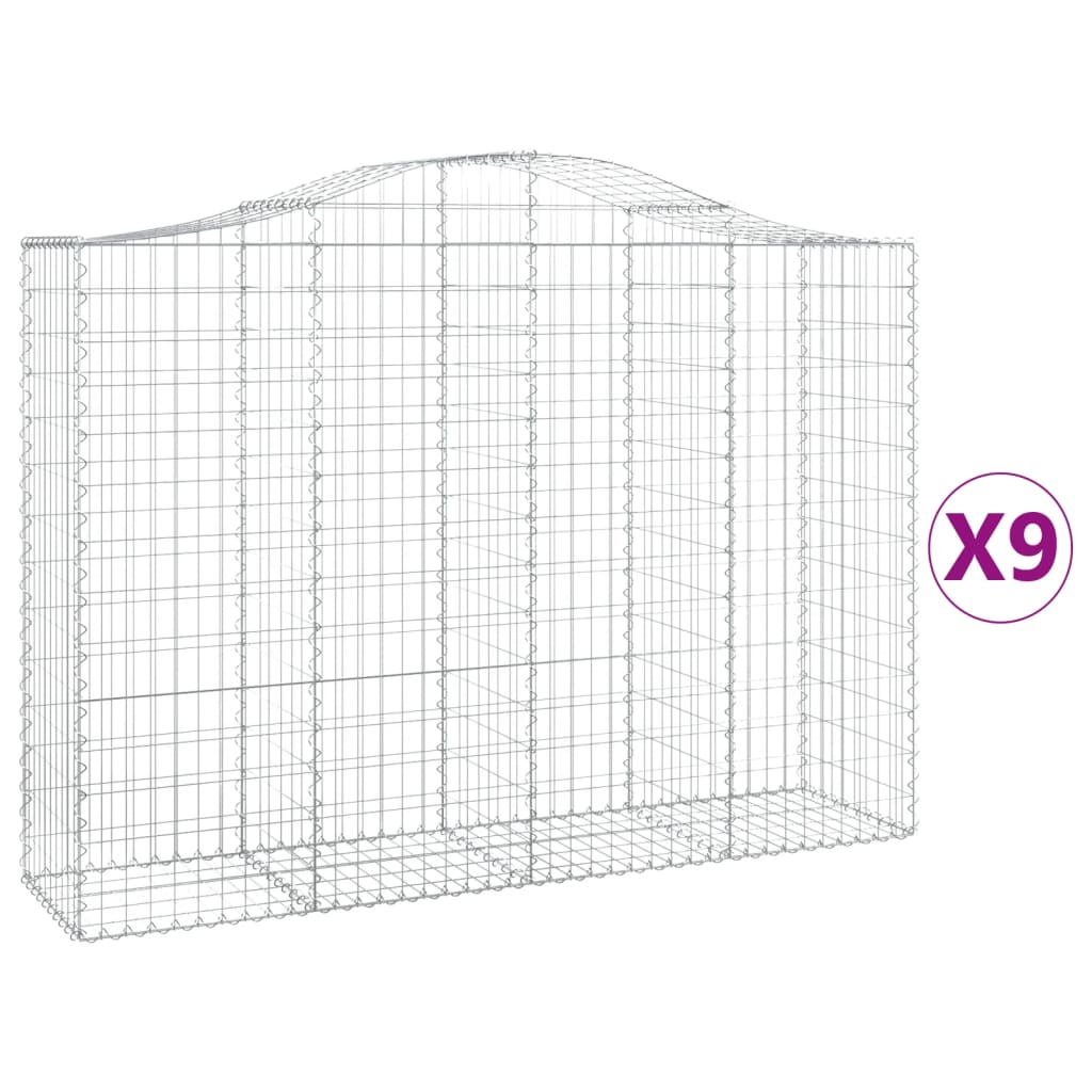 VidaXL Gabionen 9 Stück gebogen 200x50x140 160 cm Eisen