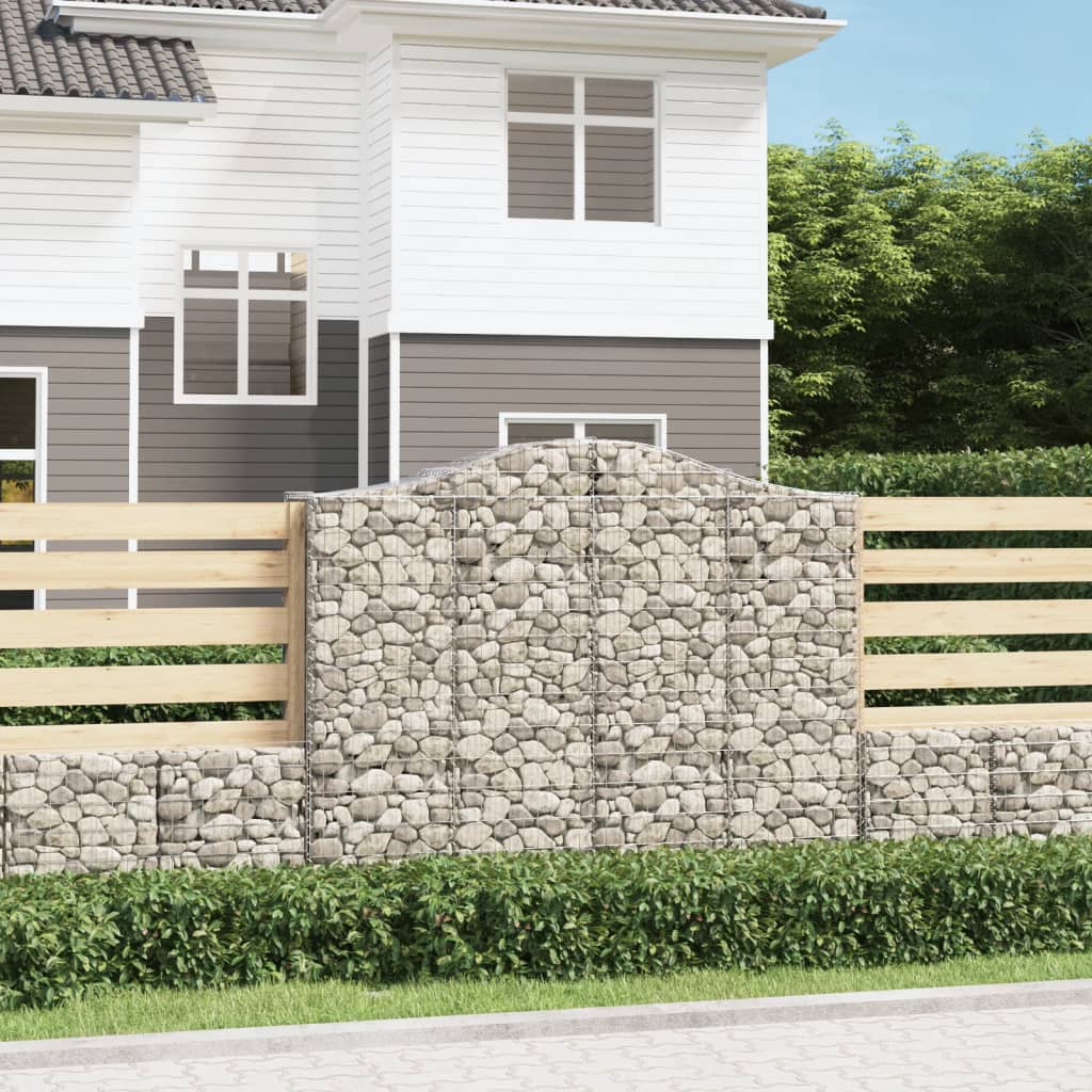VidaXL Gabionen 2 Stück gebogen 200x50x160 180 cm Eisen