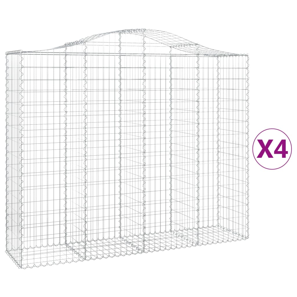 VidaXL Gabionen 4 Stück gebogen 200x50x160 180 cm Eisen