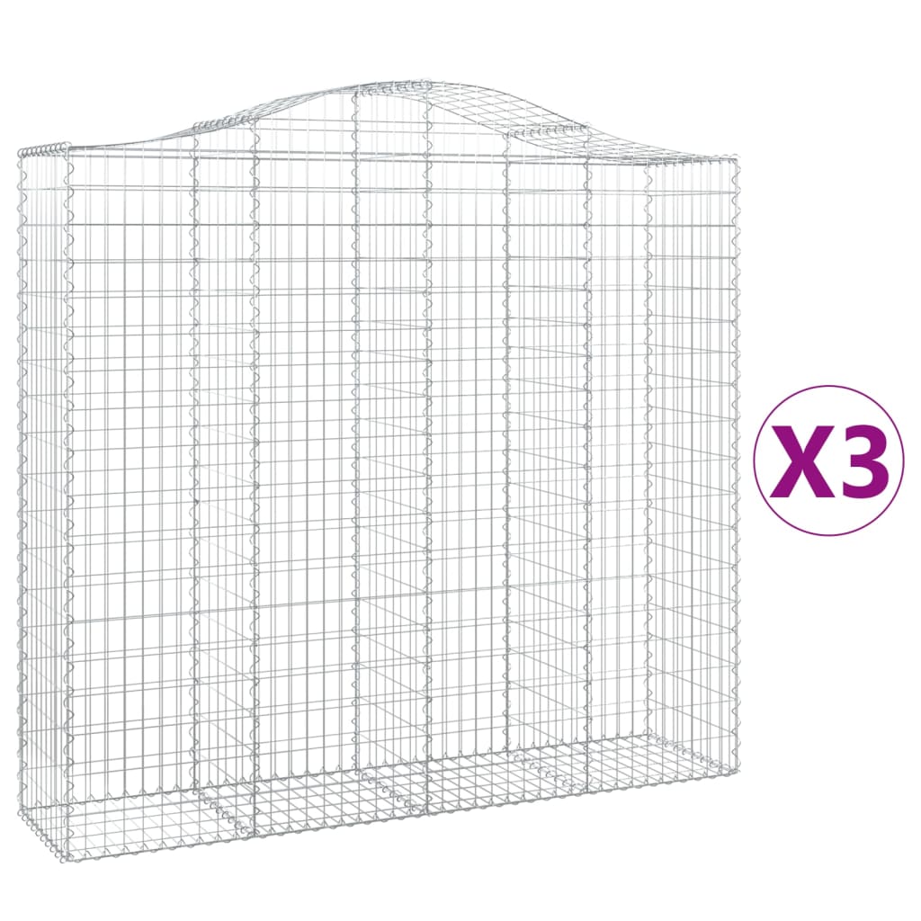 VidaXL Gabionen 3 Stück gebogen 200x50x180 200 cm Eisen