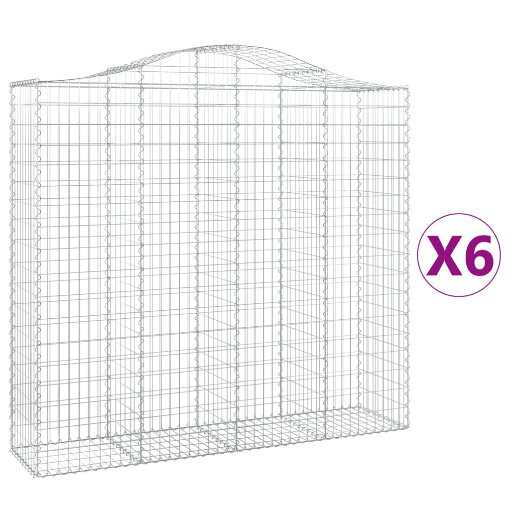 VidaXL Gabionen 6 Stück gebogen 200x50x180 200 cm Eisen