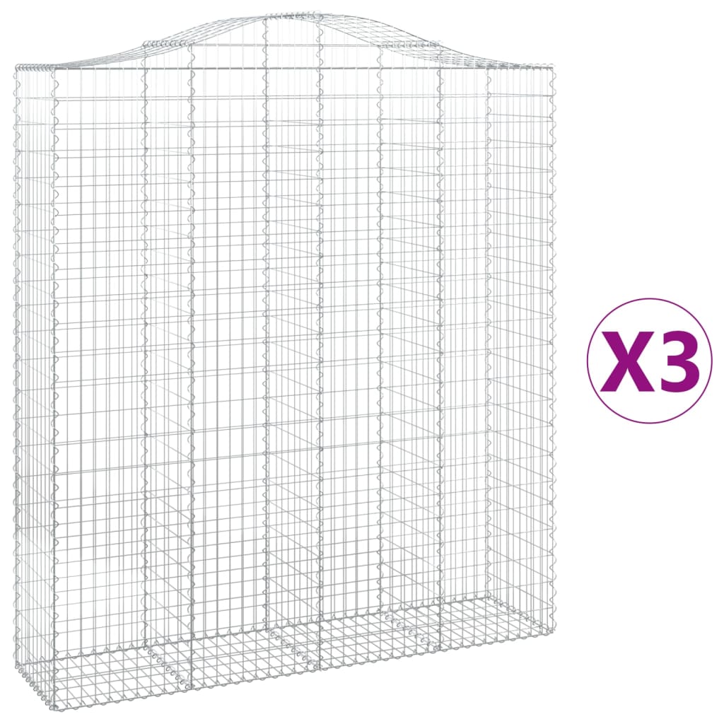 VidaXL Gabionen 3 Stück gebogen 200x50x220 240 cm Eisen