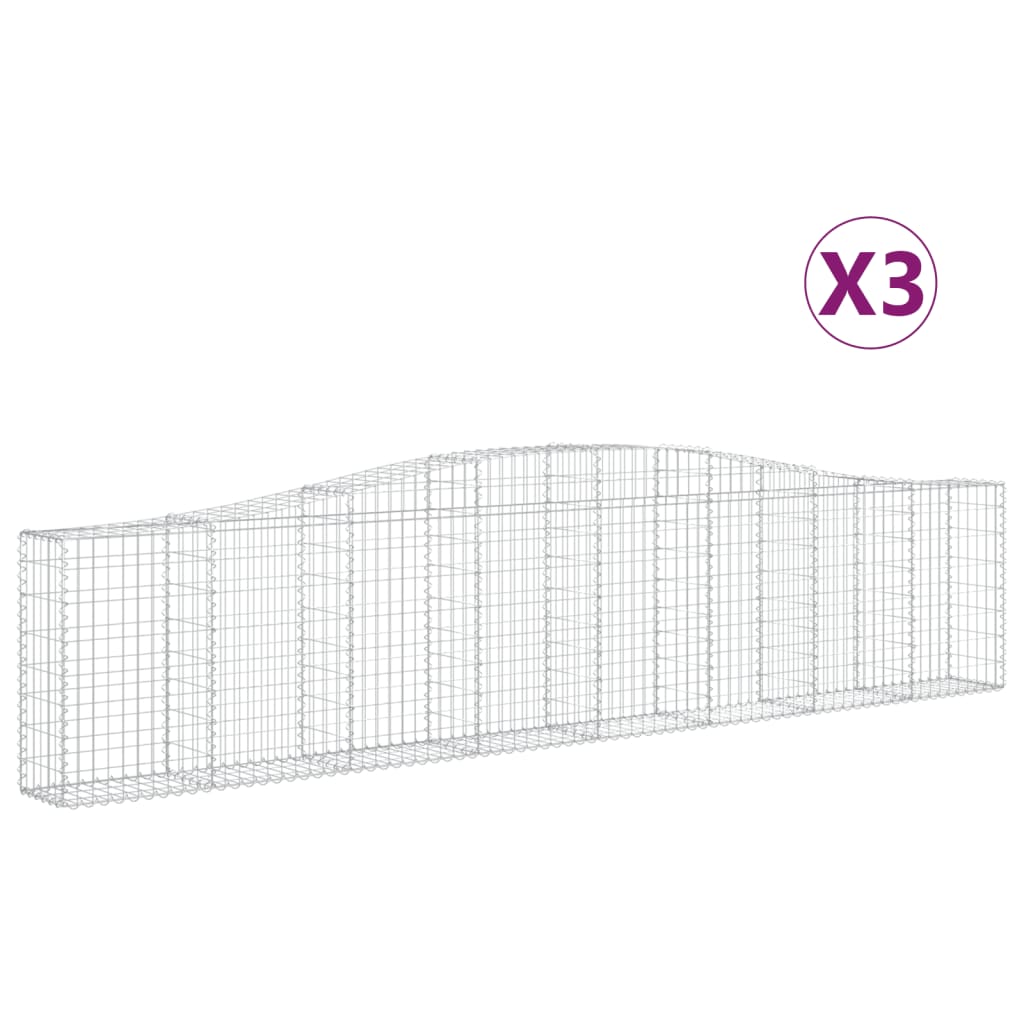VidaXL Gabionen 3 Stück gebogen 400x30x80 100 cm Eisen