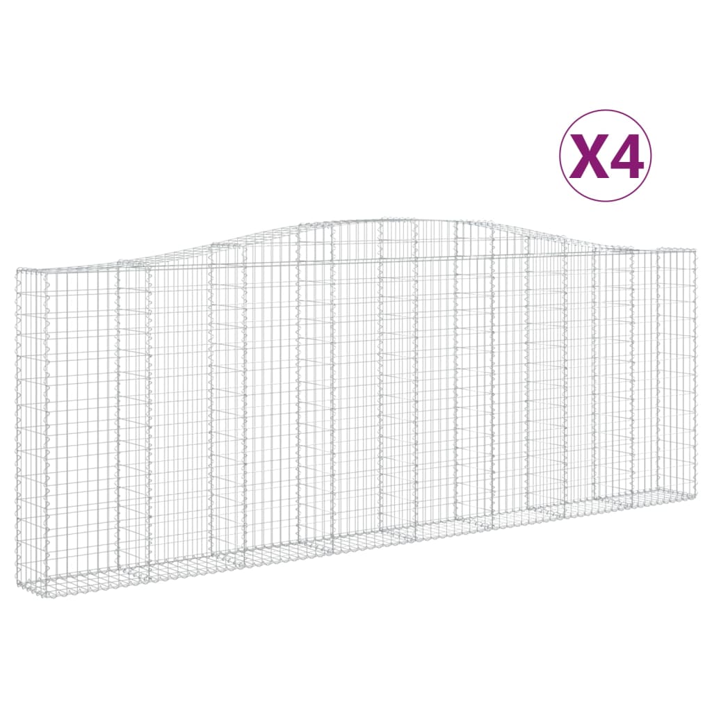 VidaXL Gabionen 4 Stück gebogen 400x30x140 160 cm Eisen