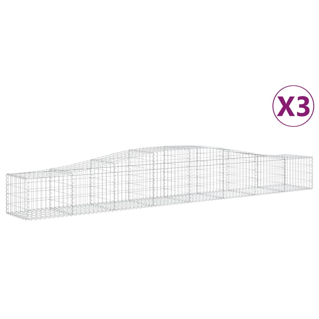 VidaXL Gabionen 3 Stück gebogen 400x50x40 60 cm Eisen