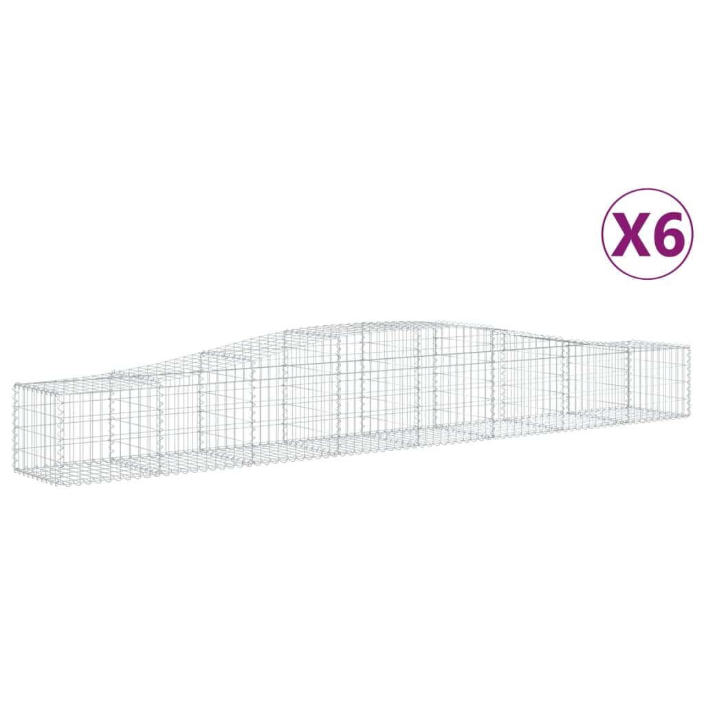VidaXL Gabionen 6 Stück gebogen 400x50x40 60 cm Eisen
