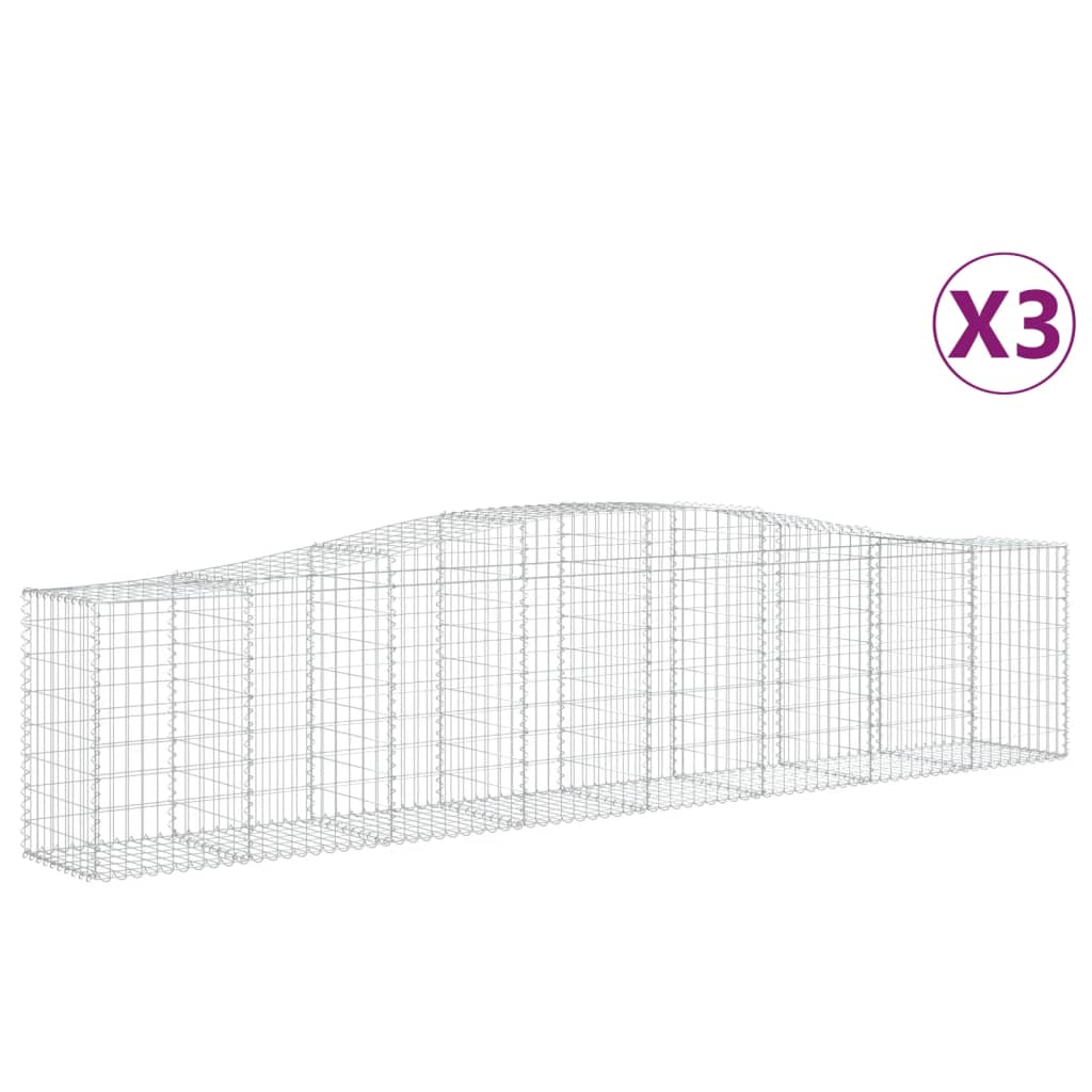 VidaXL Gabionen 3 Stück gebogen 400x50x80 100 cm verzinktes Eisen