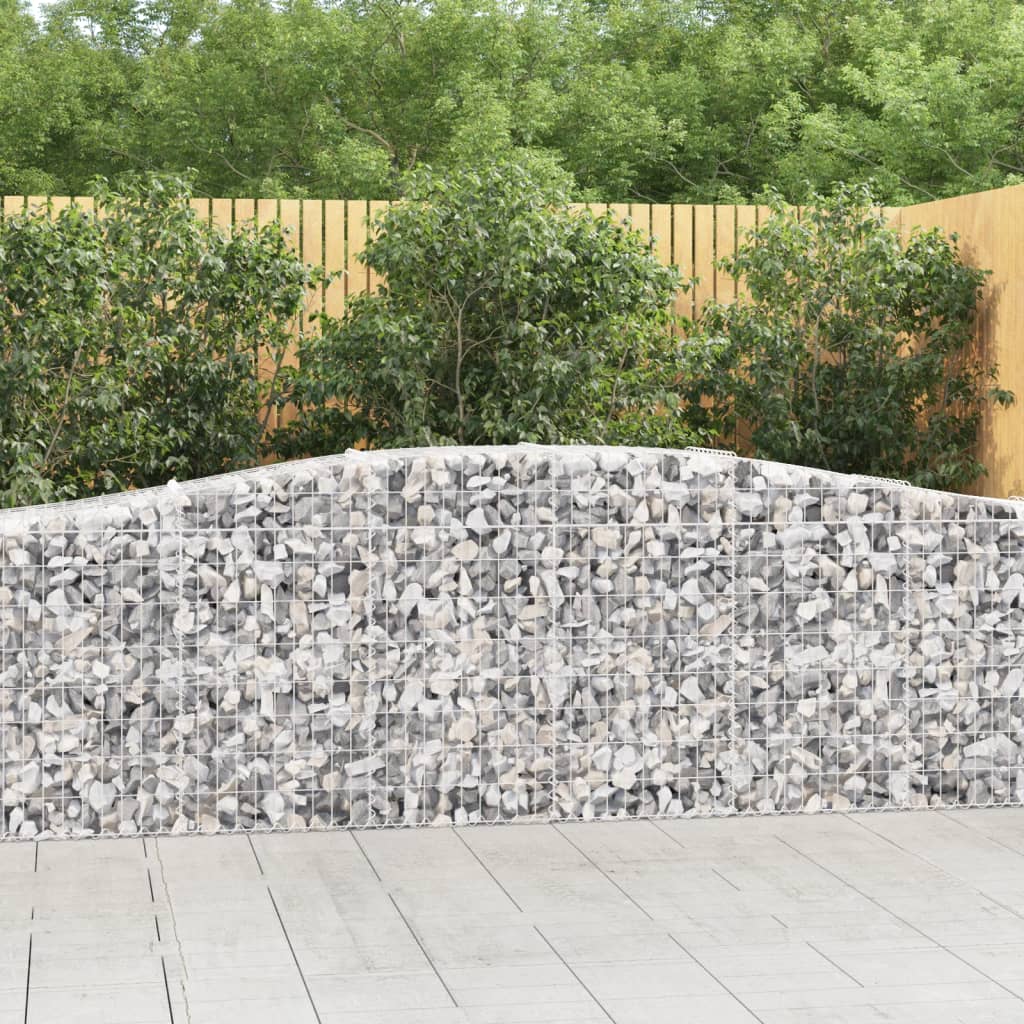 VidaXL Gabionen 3 Stück gebogen 400x50x80 100 cm verzinktes Eisen