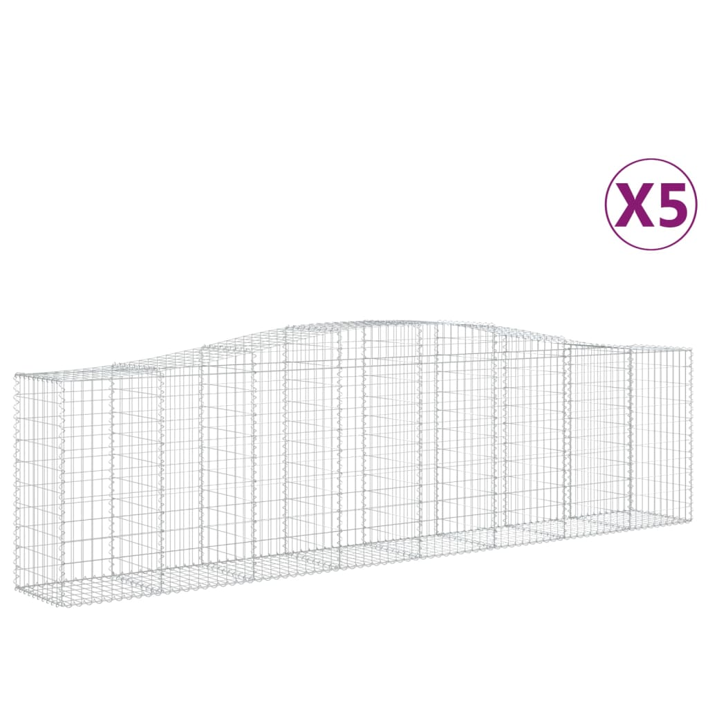 VidaXL Gabionen 5 Stück gebogen 400x50x100 120 cm Eisen