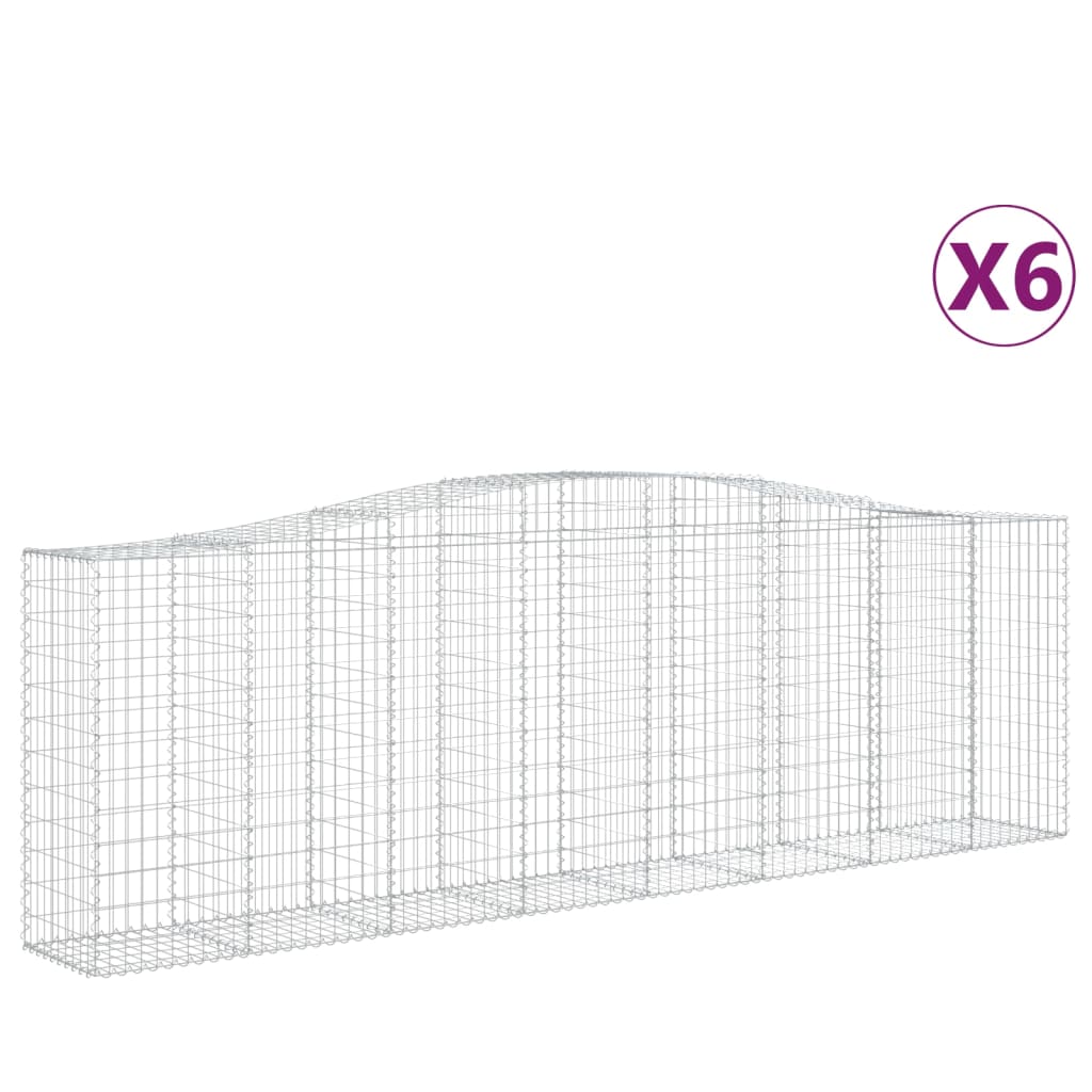 VidaXL Gabionen 6 Stück gebogen 400x50x120 140 cm Eisen