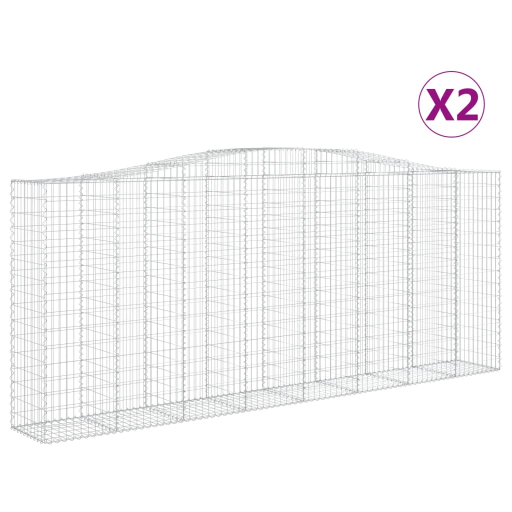 VidaXL Gabionen 2 Stück gebogen 400x50x160 180 cm Eisen