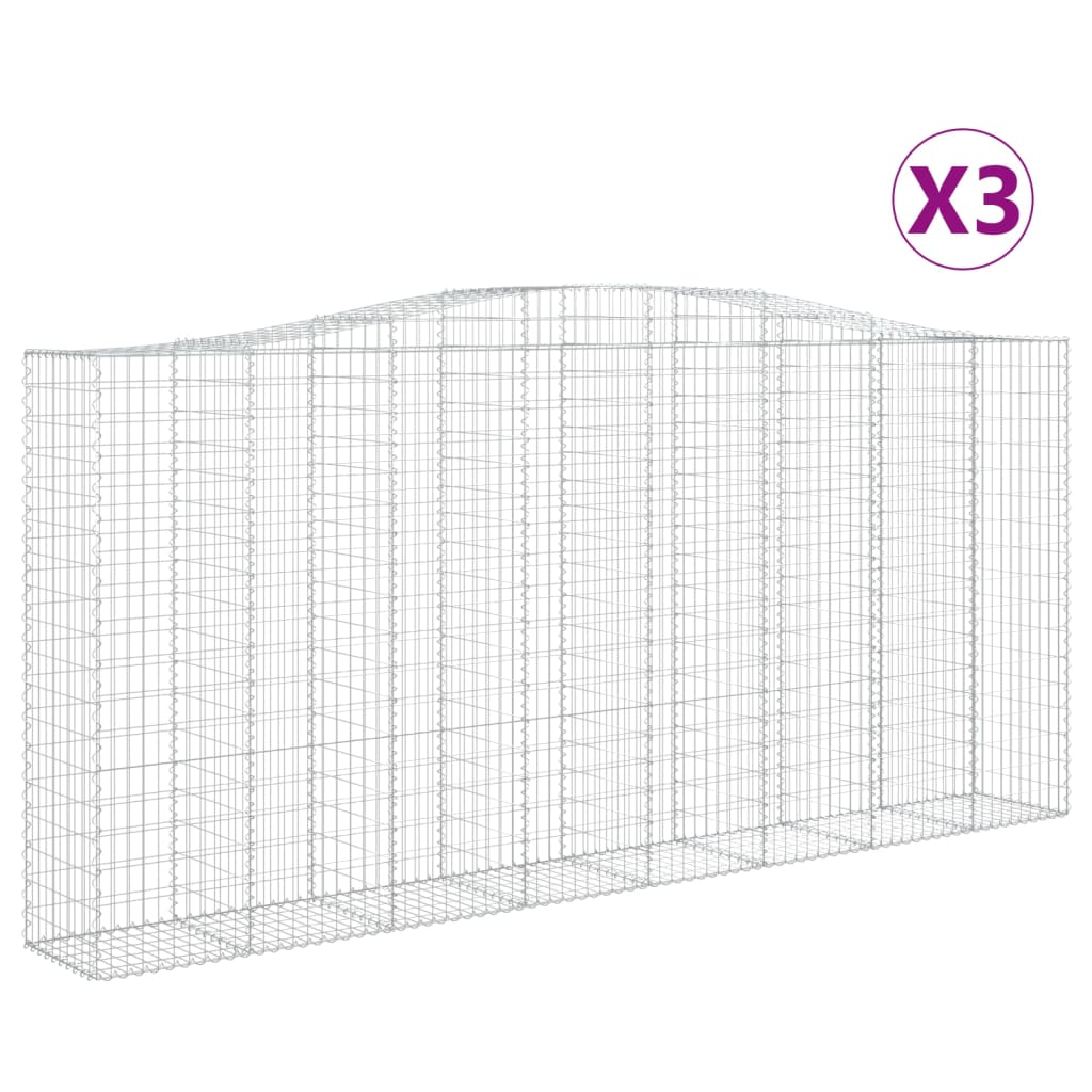 VidaXL Gabionen 3 Stück gebogen 400x50x180 200 cm Eisen