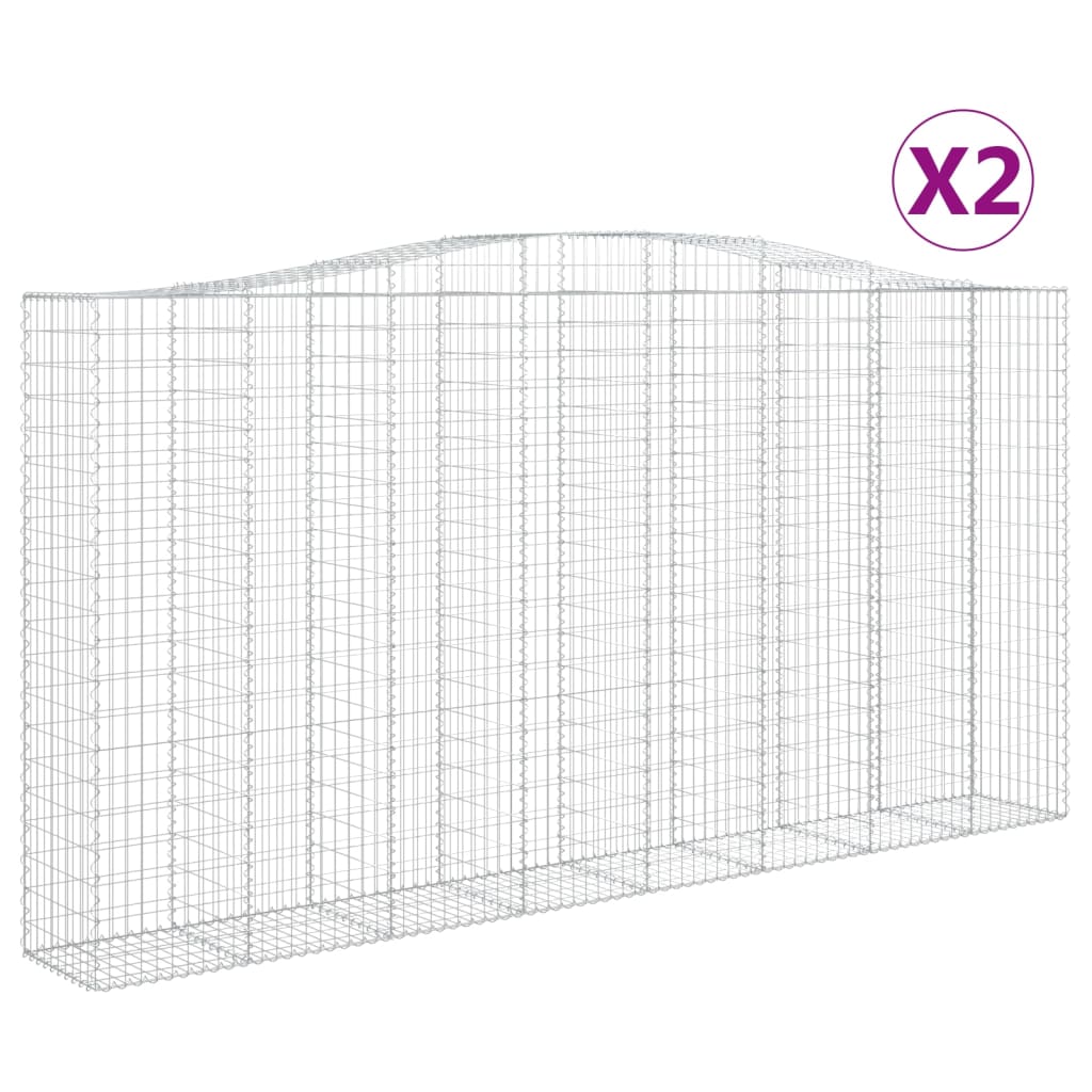 VidaXL Gabionen 2 Stück gebogen 400x50x200 220 cm Eisen