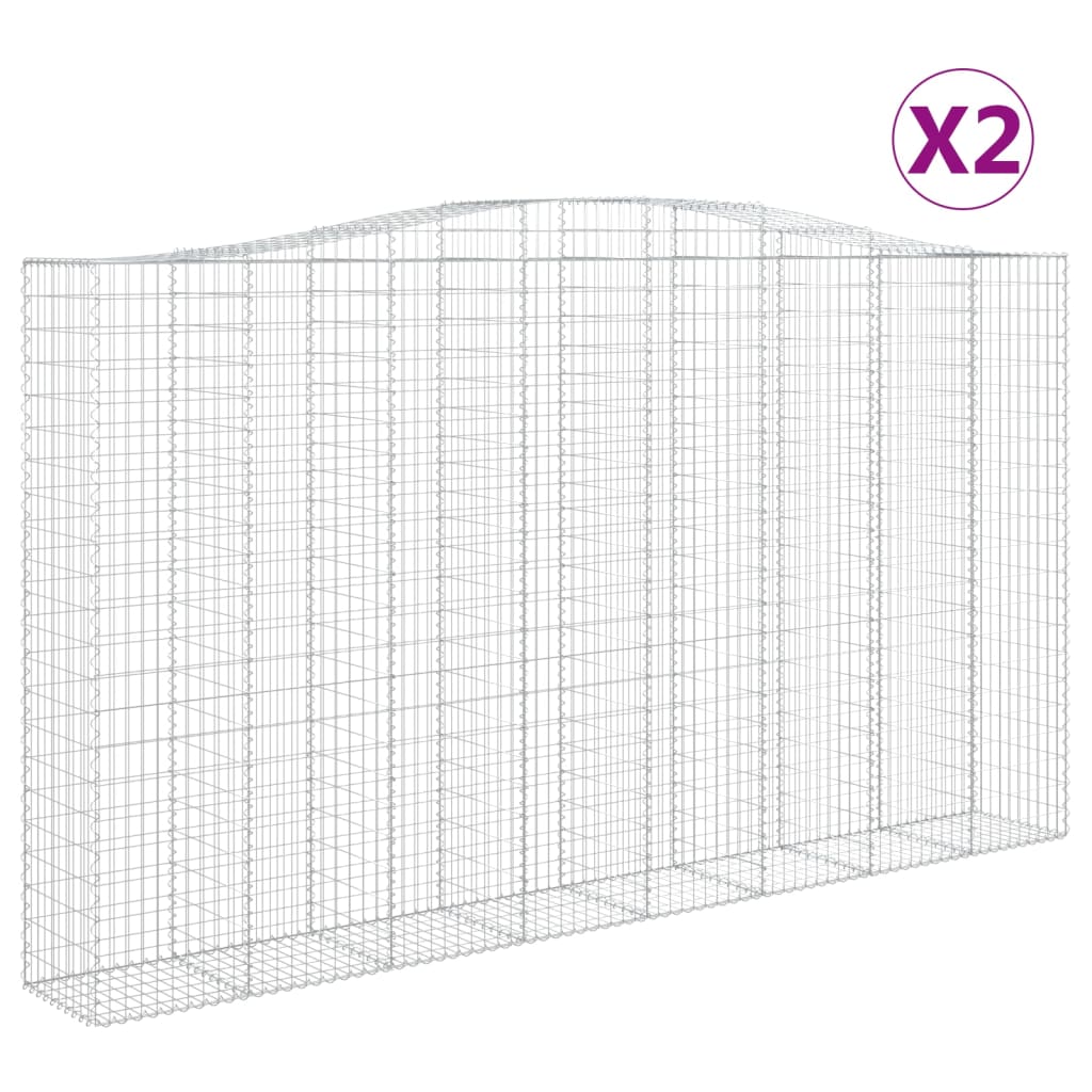 VidaXL Gabionen 2 Stück gebogen 400x50x220 240 cm Eisen