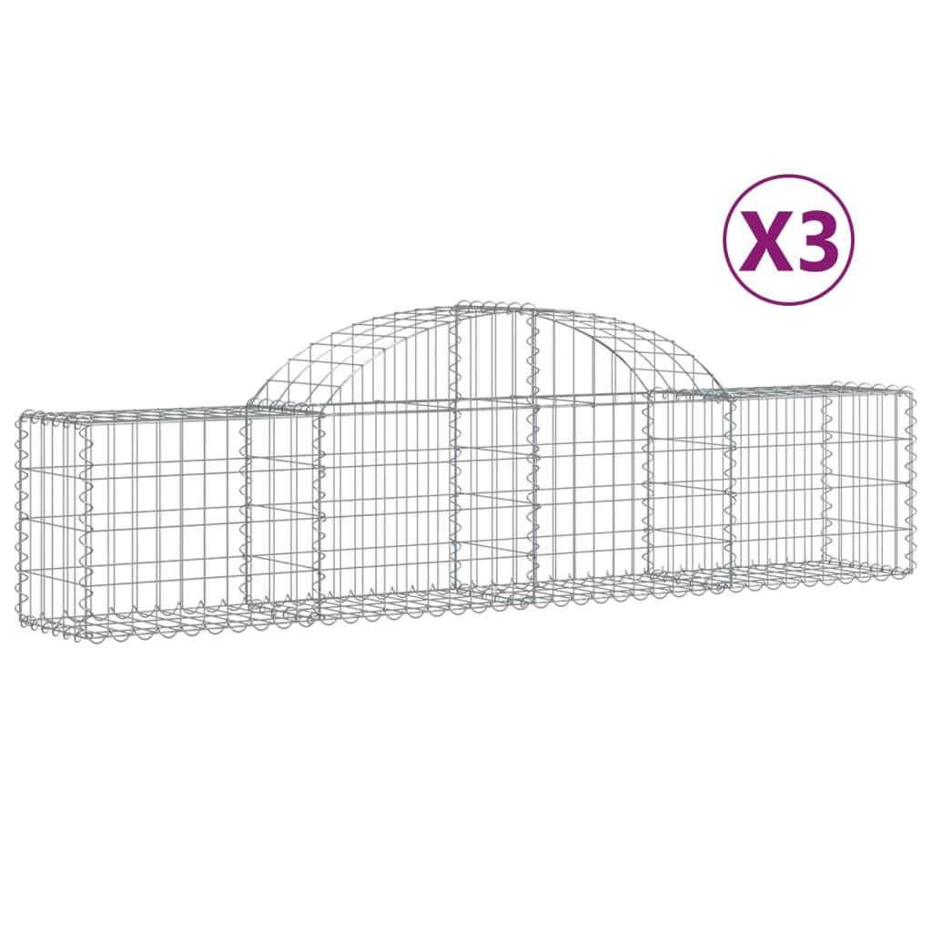 VidaXL Gabionen 3 Stück gebogen 200x30x40 60 cm verzinktes Eisen