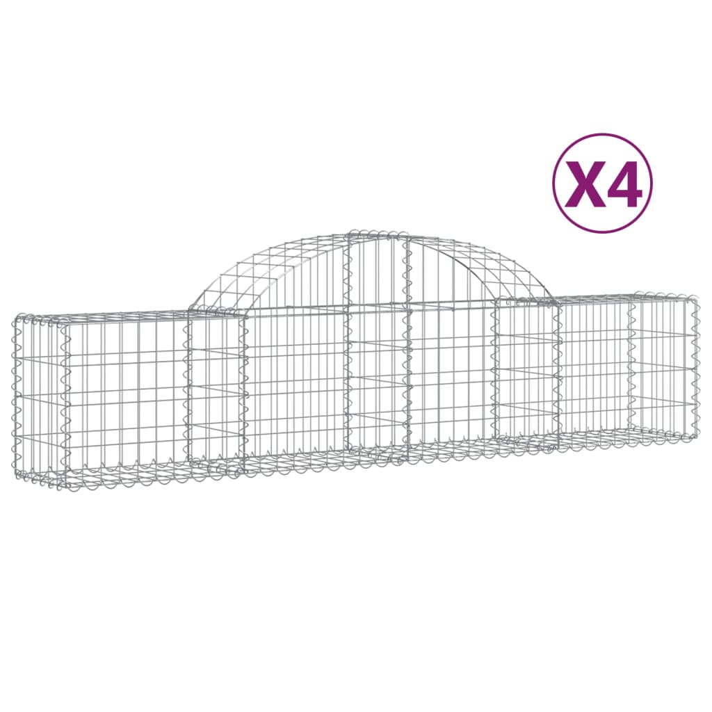 VidaXL Gabionen 4 Stück gebogen 200x30x40 60 cm Eisen