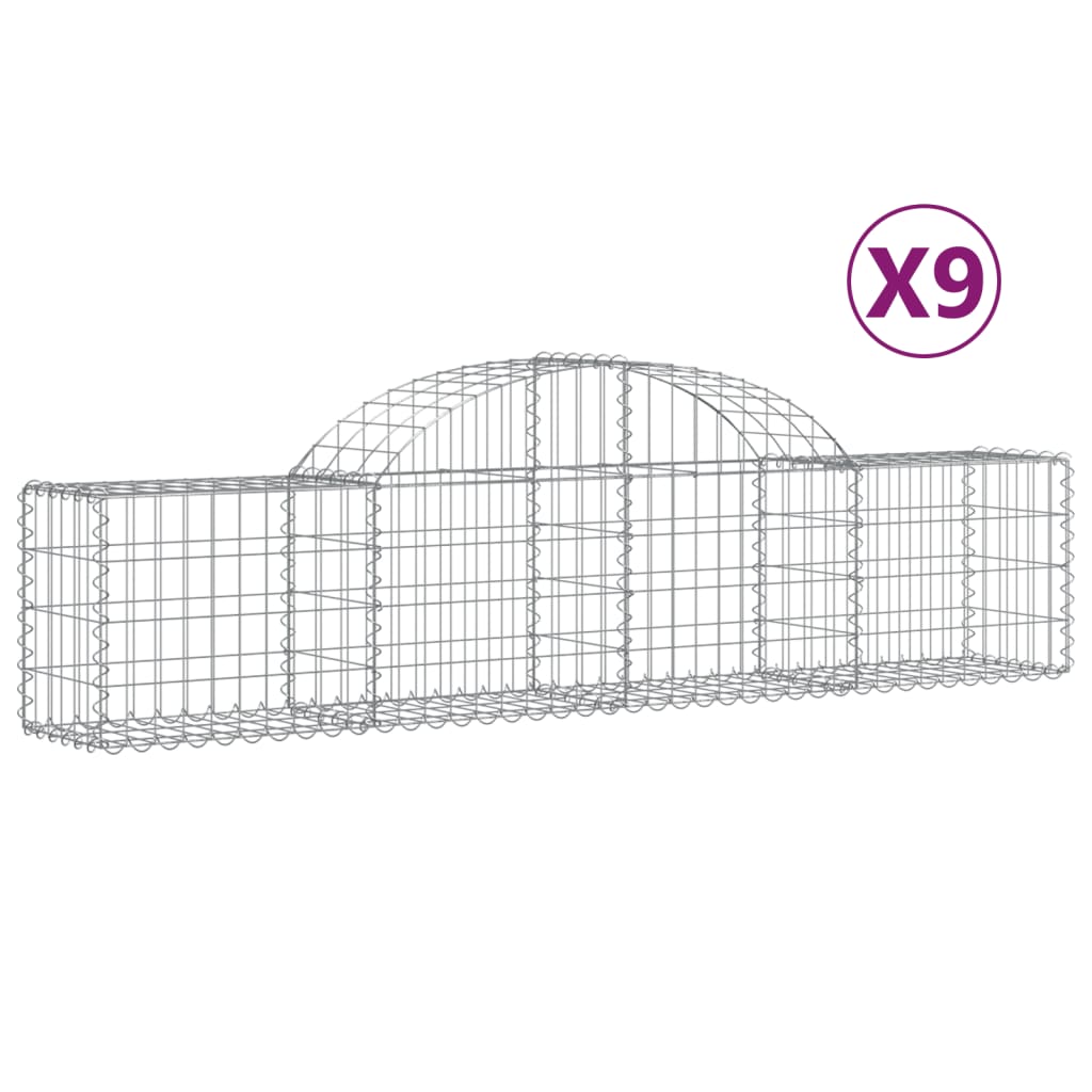 VidaXL Gabionen 9 Stück gebogen 200x30x40 60 cm verzinktes Eisen