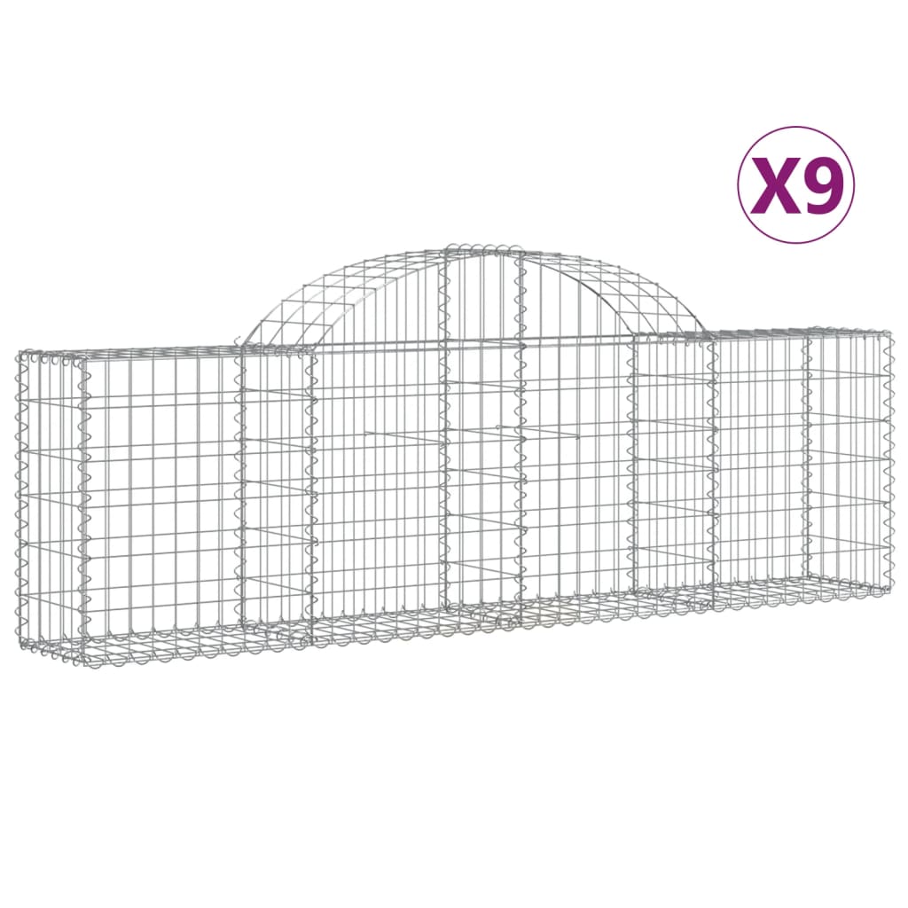 VidaXL Gabionen 9 Stück gebogen 200x30x60 80 cm verzinktes Eisen
