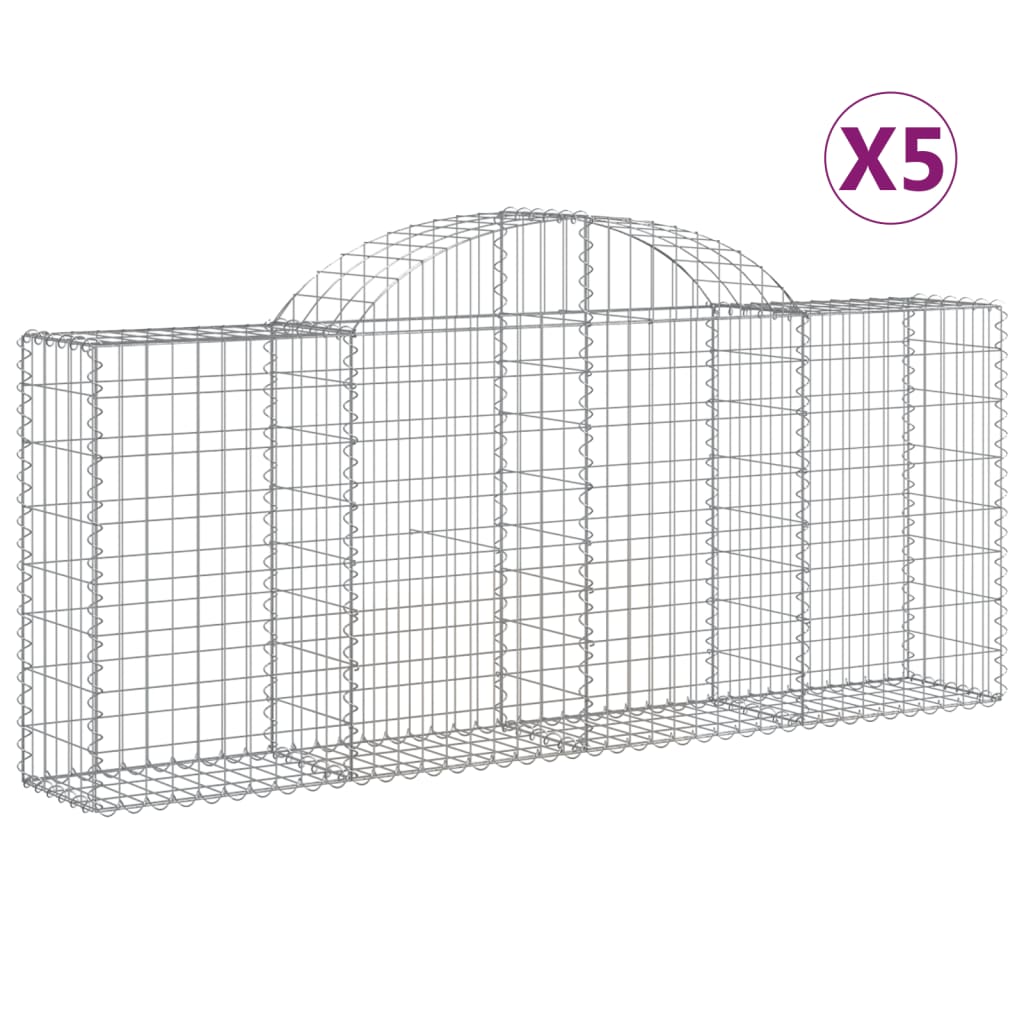 VidaXL Gabionen 5 Stück gebogen 200x30x80 100 cm verzinktes Eisen