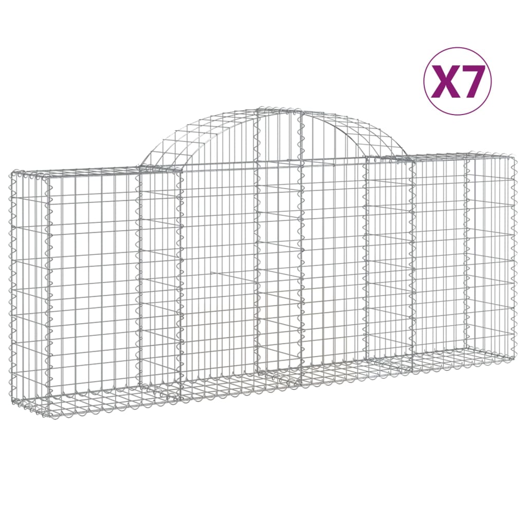 VidaXL Gabionen 7 Stück gebogen 200x30x80 100 cm verzinktes Eisen
