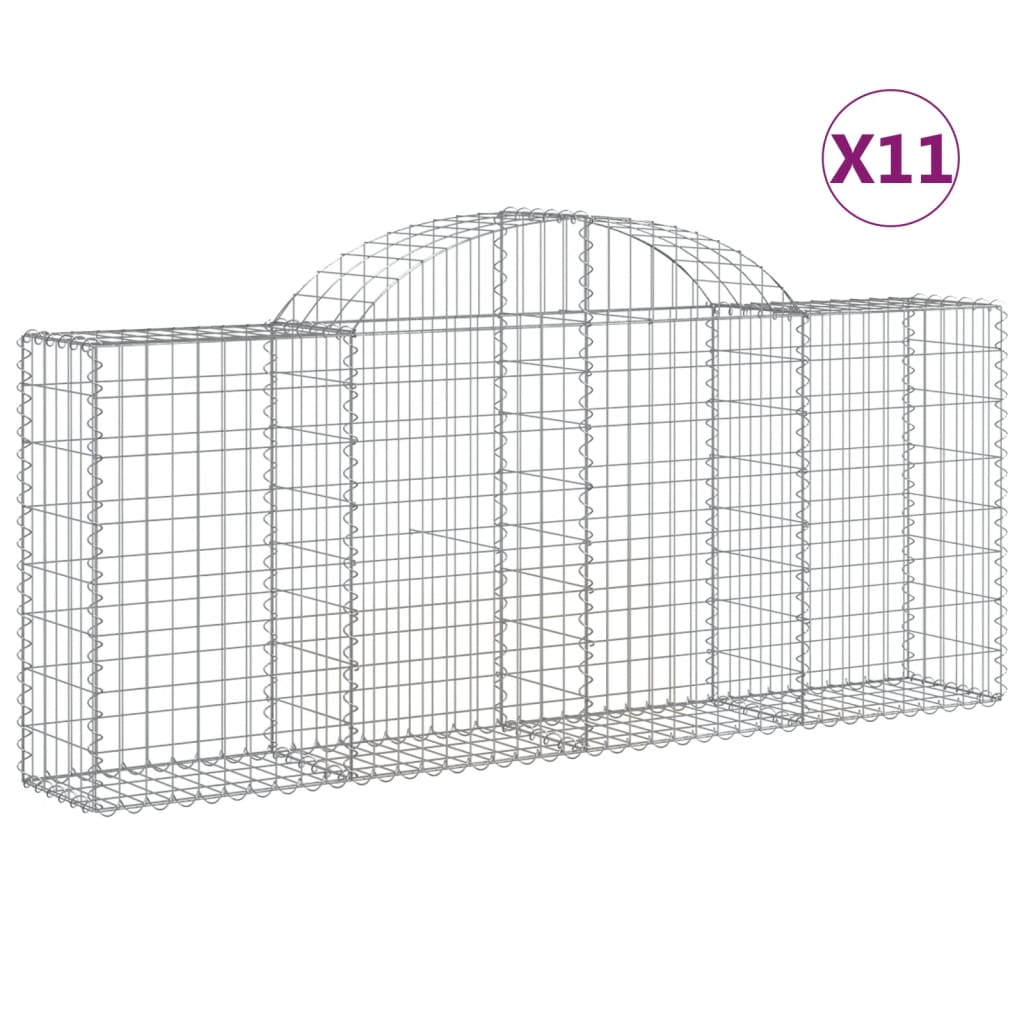 VidaXL Gabionen 11 Stück gebogen 200x30x80 100 cm Eisen
