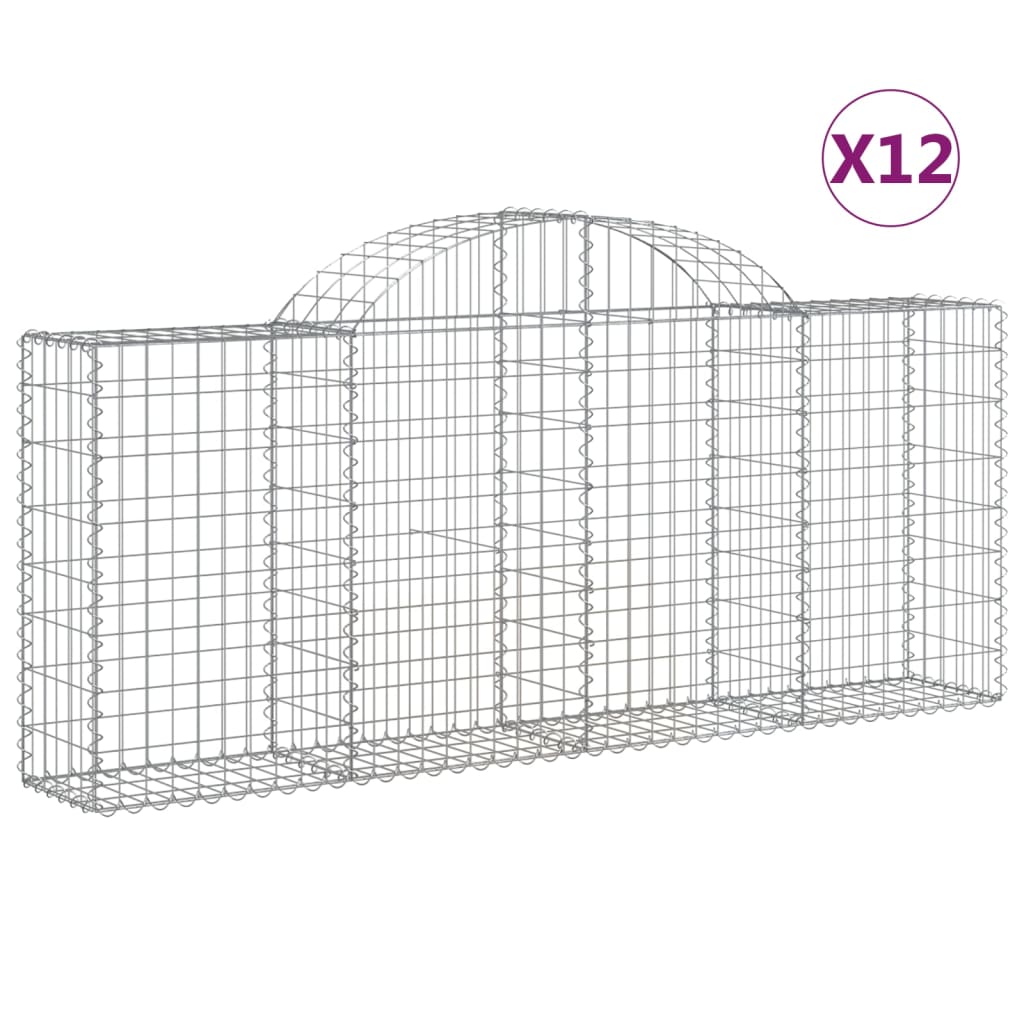 VidaXL Gabionen 12 Stück gebogen 200x30x80 100 cm Eisen