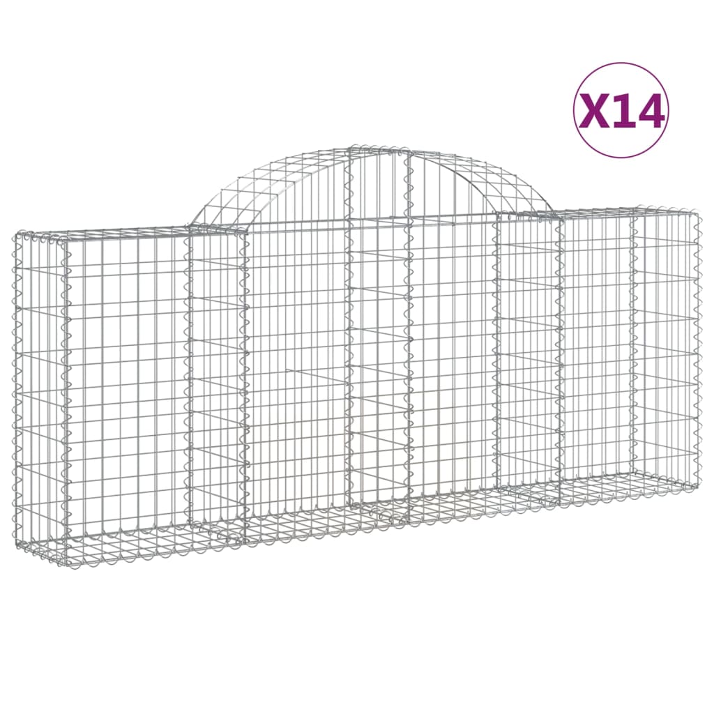 VidaXL Gabionen 14 Stück gebogen 200x30x80 100 cm Eisen