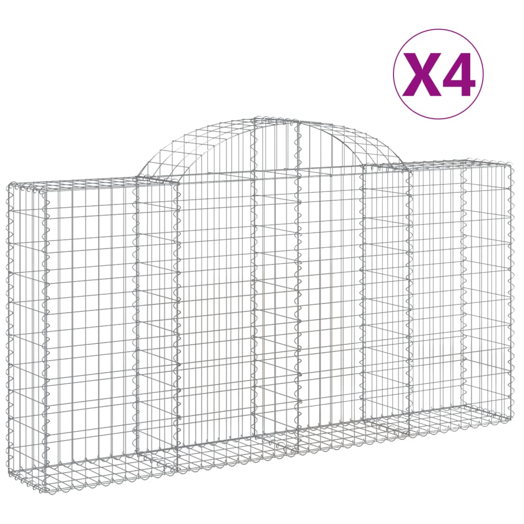 VidaXL Gabionen 4 Stück gebogen 200x30x100 120 cm Eisen