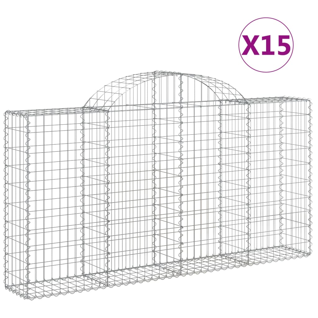 VidaXL Gabionen 15 Stück gebogen 200x30x100 120 cm Eisen