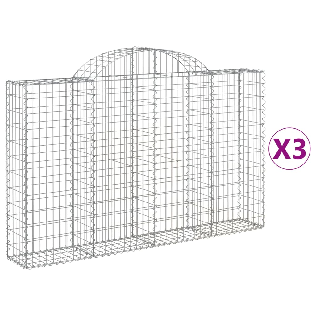 VidaXL Gabionen 3 Stück gebogen 200x30x120 140 cm Eisen