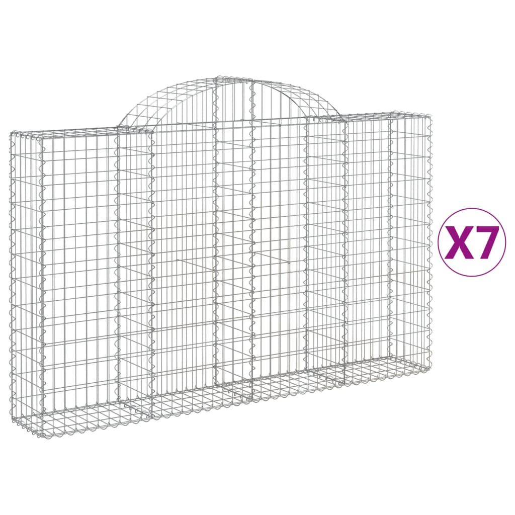 VidaXL Gabionen 7 Stk. gebogen 200x30x120 140 cm Eisen