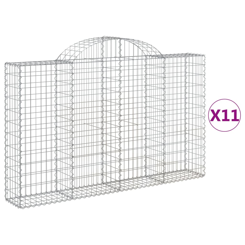 VidaXL Gabionen 11 Stück gebogen 200x30x120 140 cm Eisen