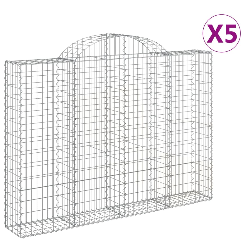 VidaXL Gabionen 5 Stück gebogen 200x30x140 160 cm Eisen