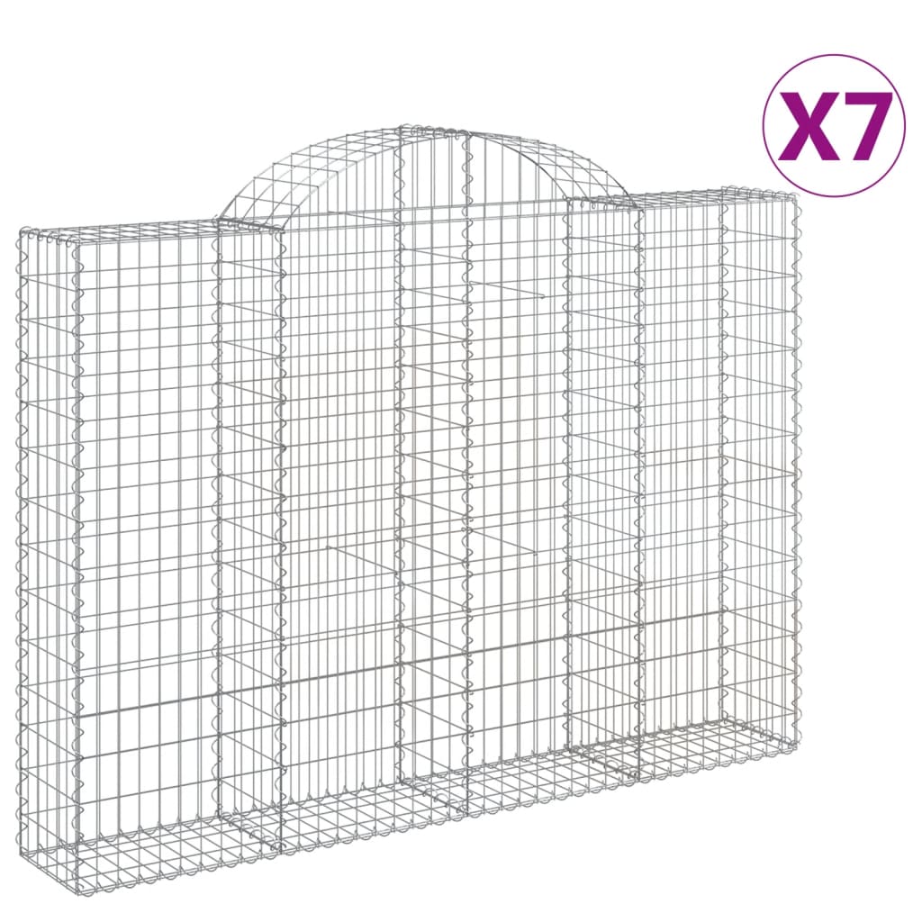 VidaXL Gabionen 7 Stk. gebogen 200x30x140 160 cm Eisen