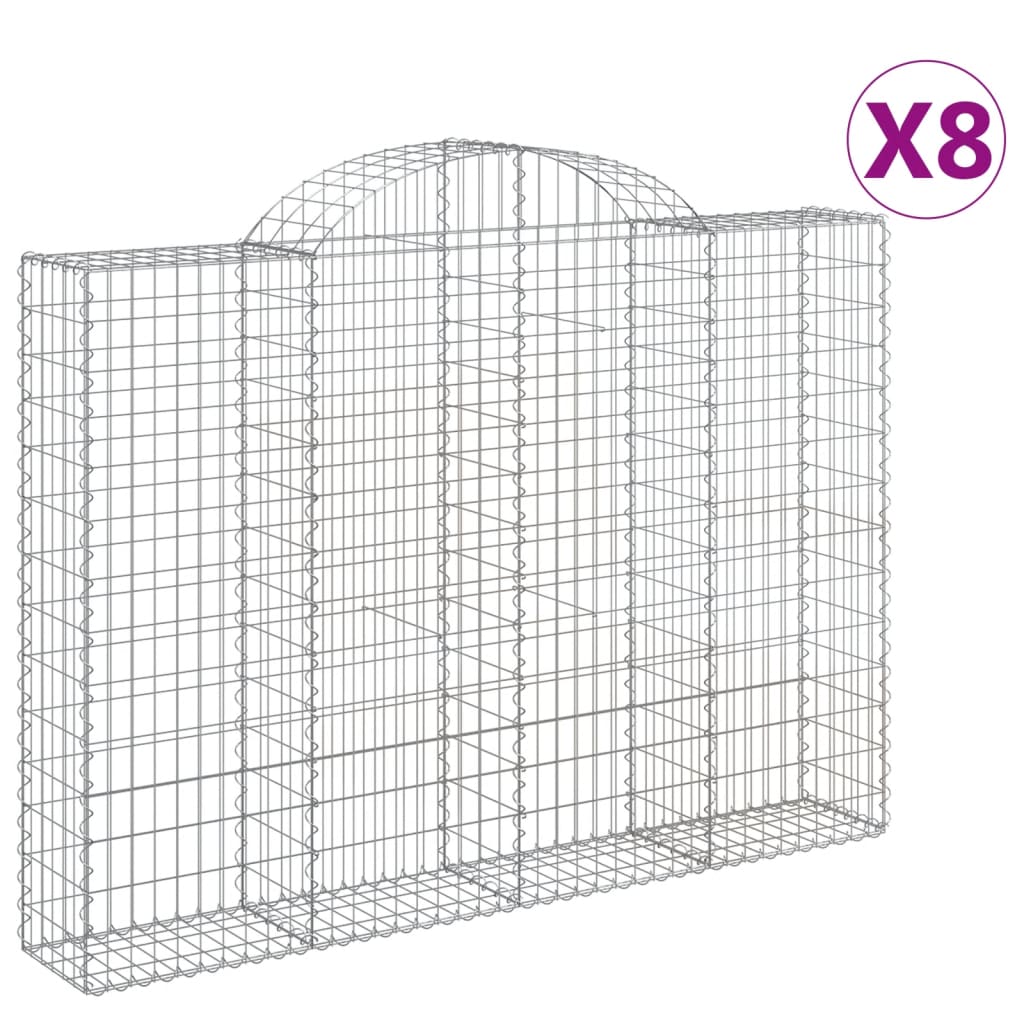 VidaXL Gabionen 8 Stück gebogen 200x30x140 160 cm Eisen