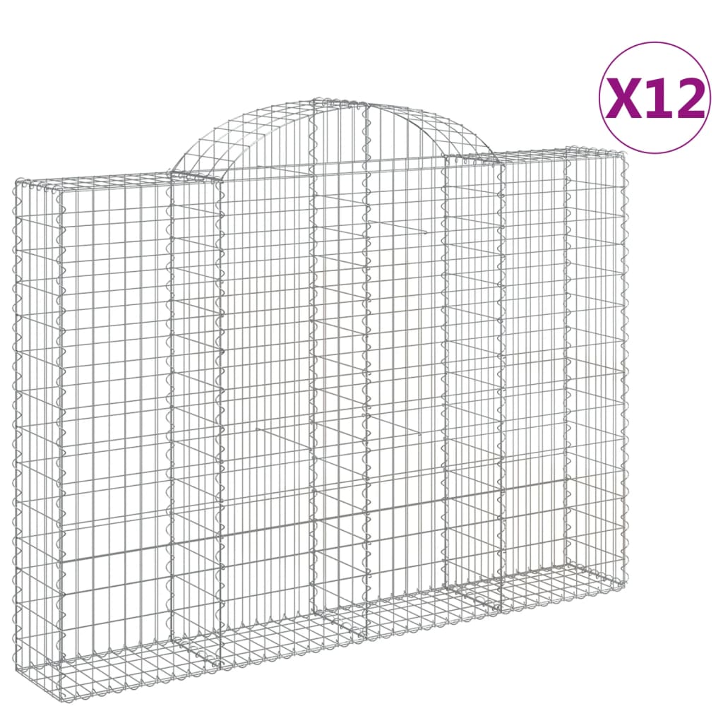 VidaXL Gabionen 12 Stück gebogen 200x30x140 160 cm Eisen