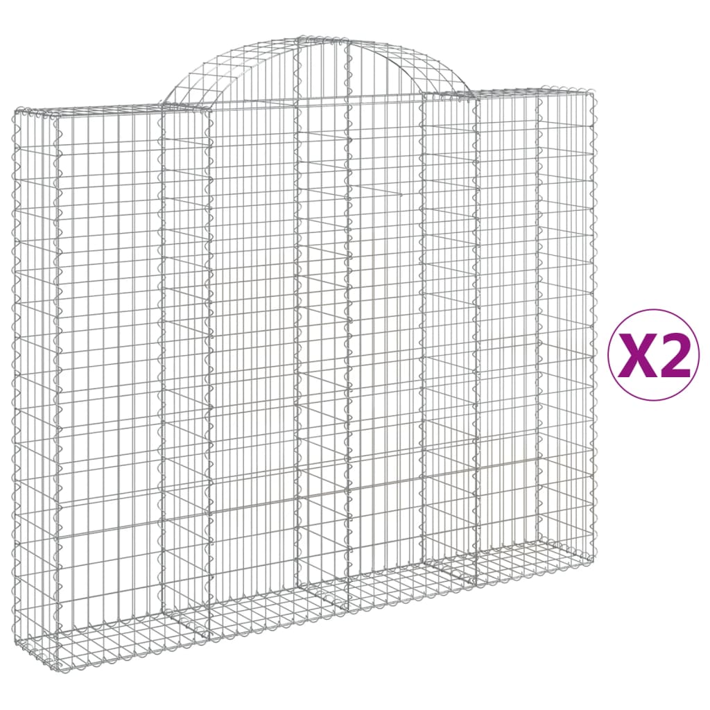 VidaXL Gabionen 2 Stück gebogen 200x30x160 180 cm Eisen