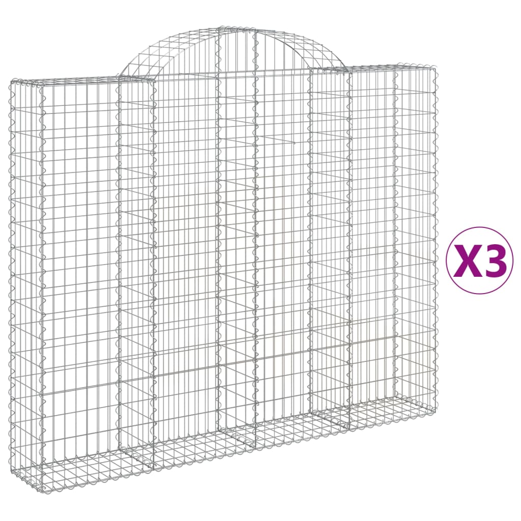 VidaXL Gabionen 3 Stück gebogen 200x30x160 180 cm Eisen